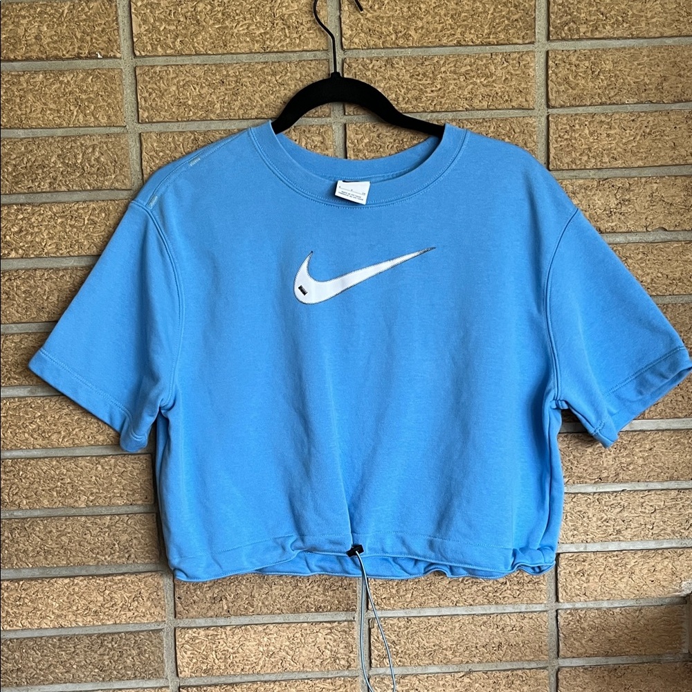 Nike Light Blue Cropped Swoosh Tee